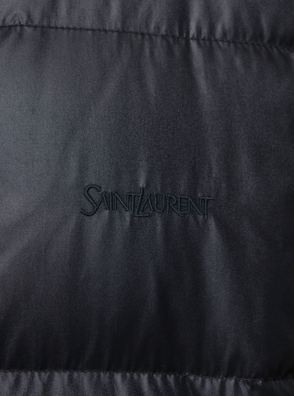 Saint Laurent Men Black Down Jacket With Stand Collar And Logo Embroidery In Nylon Man