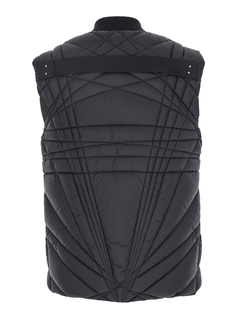 Rick Owens X Moncler Women 'Megapenta' Black Vest With Logo Detail On The Zip Puller And Logo Patch On The Front In Tech Fabric Woman