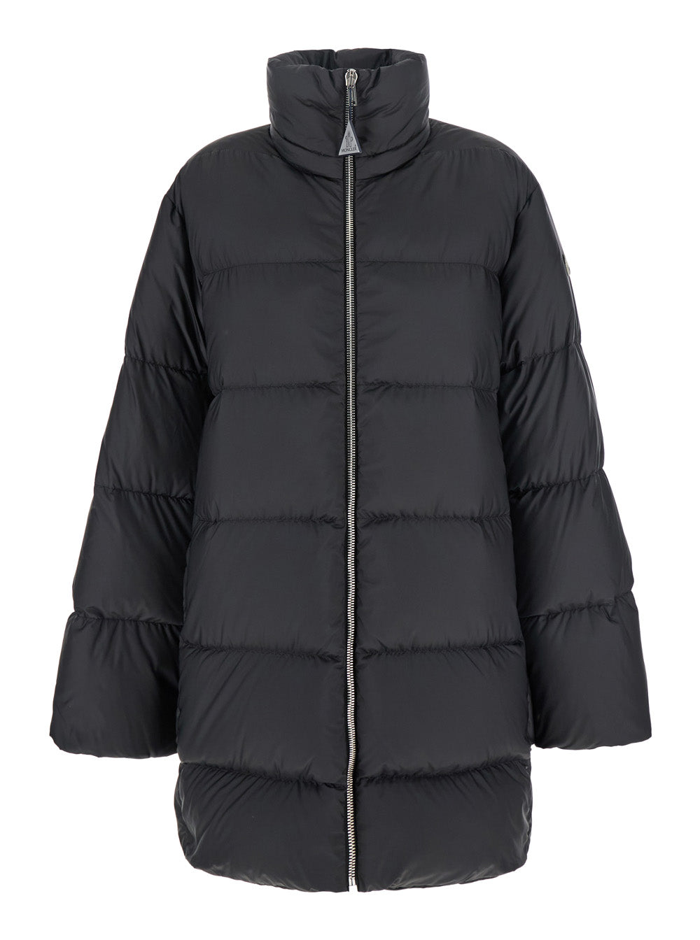 Rick Owens X Moncler Women 'Cyclopic' Black Down Jacket With Removable Hood And Logo Patch In Tech Fabric Woman