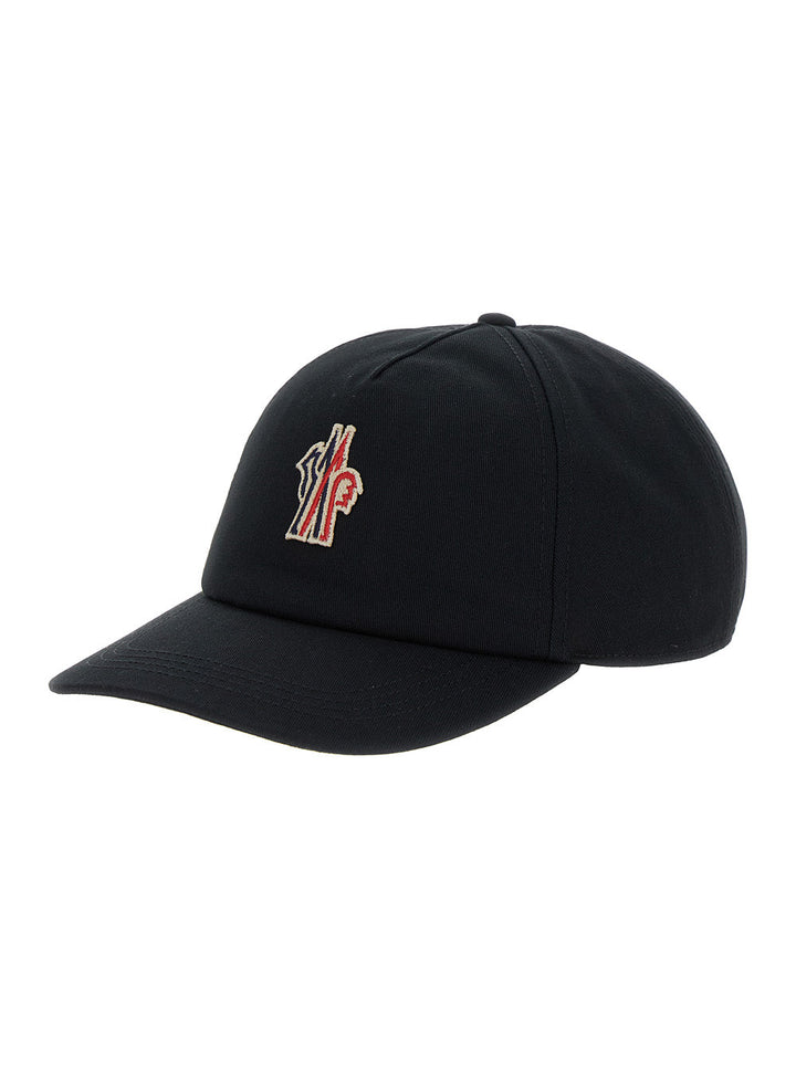 Moncler Grenoble Men Black Baseball Cap With Logo Embroidery In Cotton Man