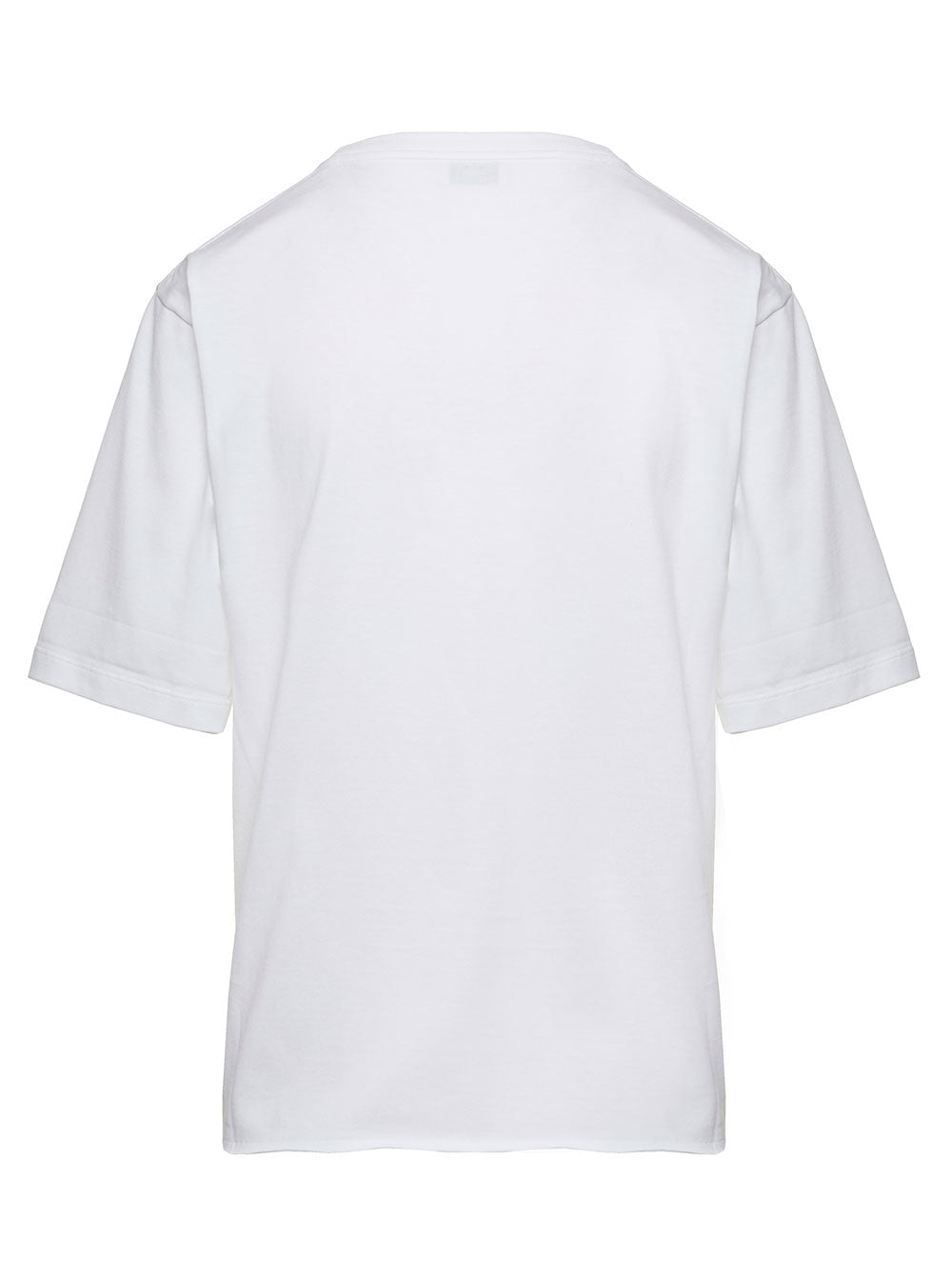 Saint Laurent Women Basic White T-Shirt With Miiddle Logo Print In Cotton Woman