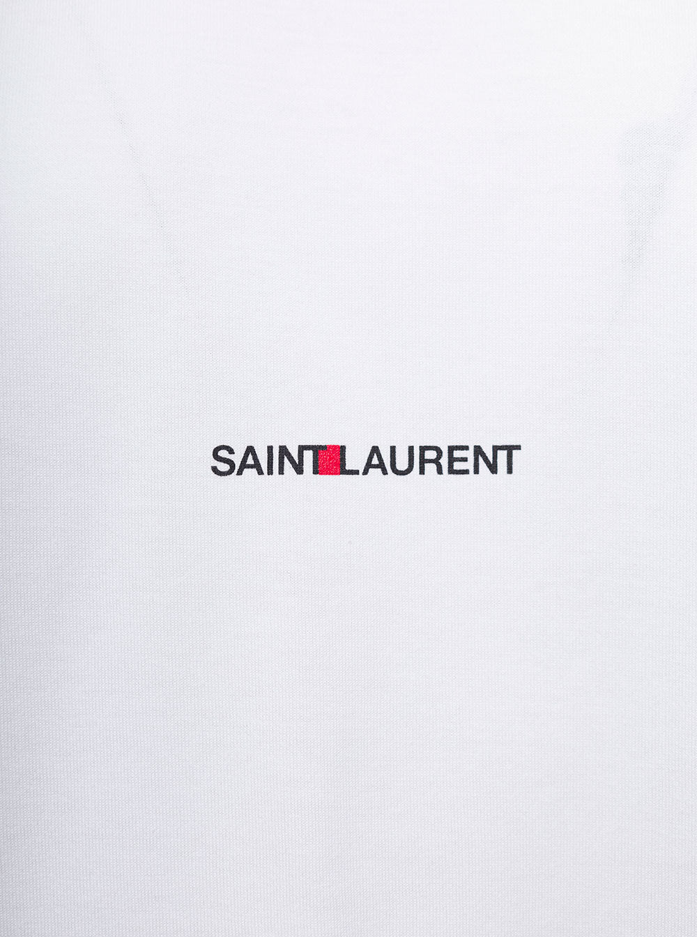 Saint Laurent Women Basic White T-Shirt With Miiddle Logo Print In Cotton Woman