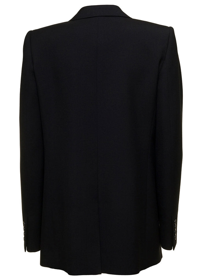 Saint Laurent Women Saint Laurent Woman's Black  Gabardine Single-Breasted Blazer