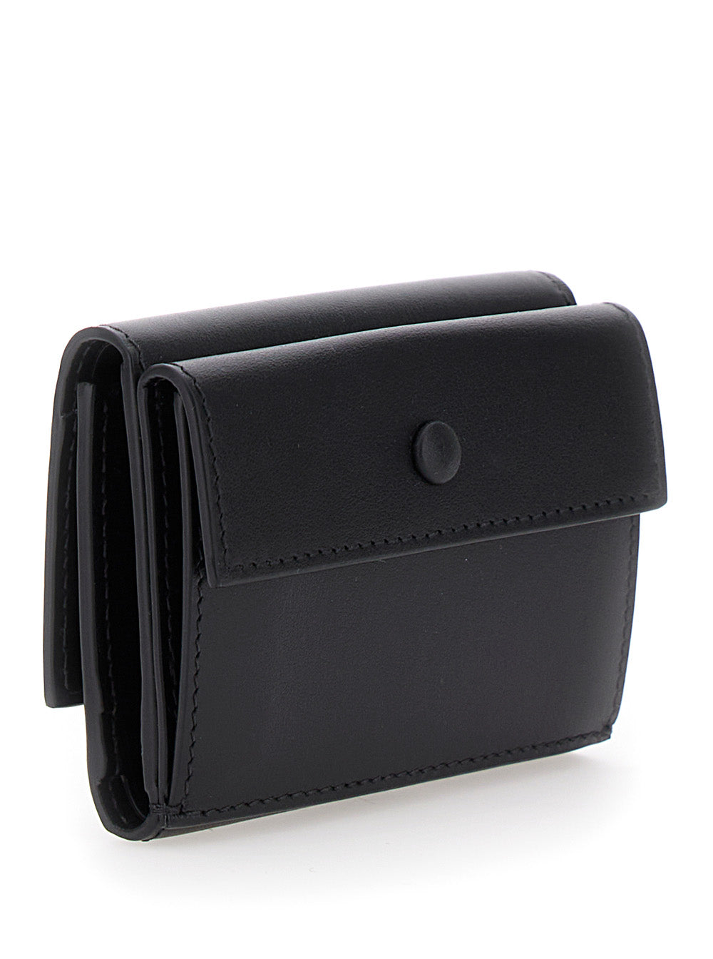 Acne Studios Women Black Trifold Wallet With Logo In Smooth Leather Woman