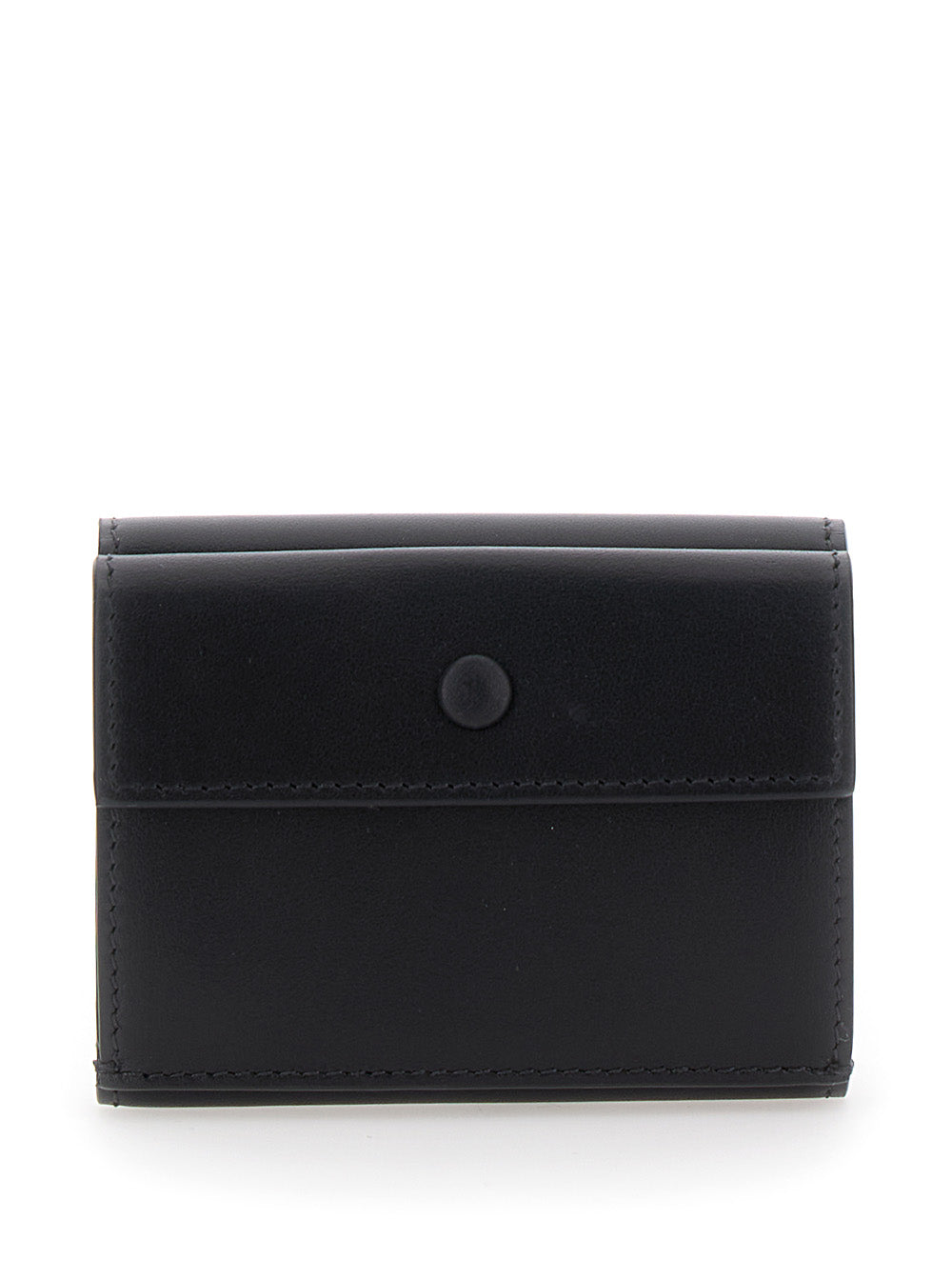 Acne Studios Women Black Trifold Wallet With Logo In Smooth Leather Woman