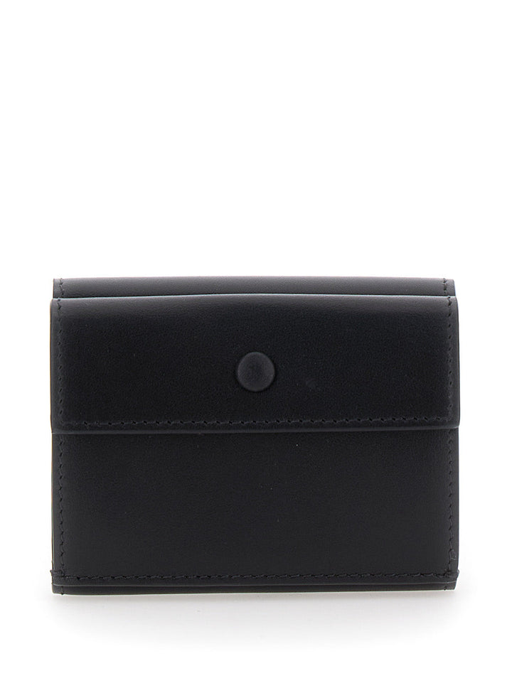 Acne Studios Women Black Trifold Wallet With Logo In Smooth Leather Woman