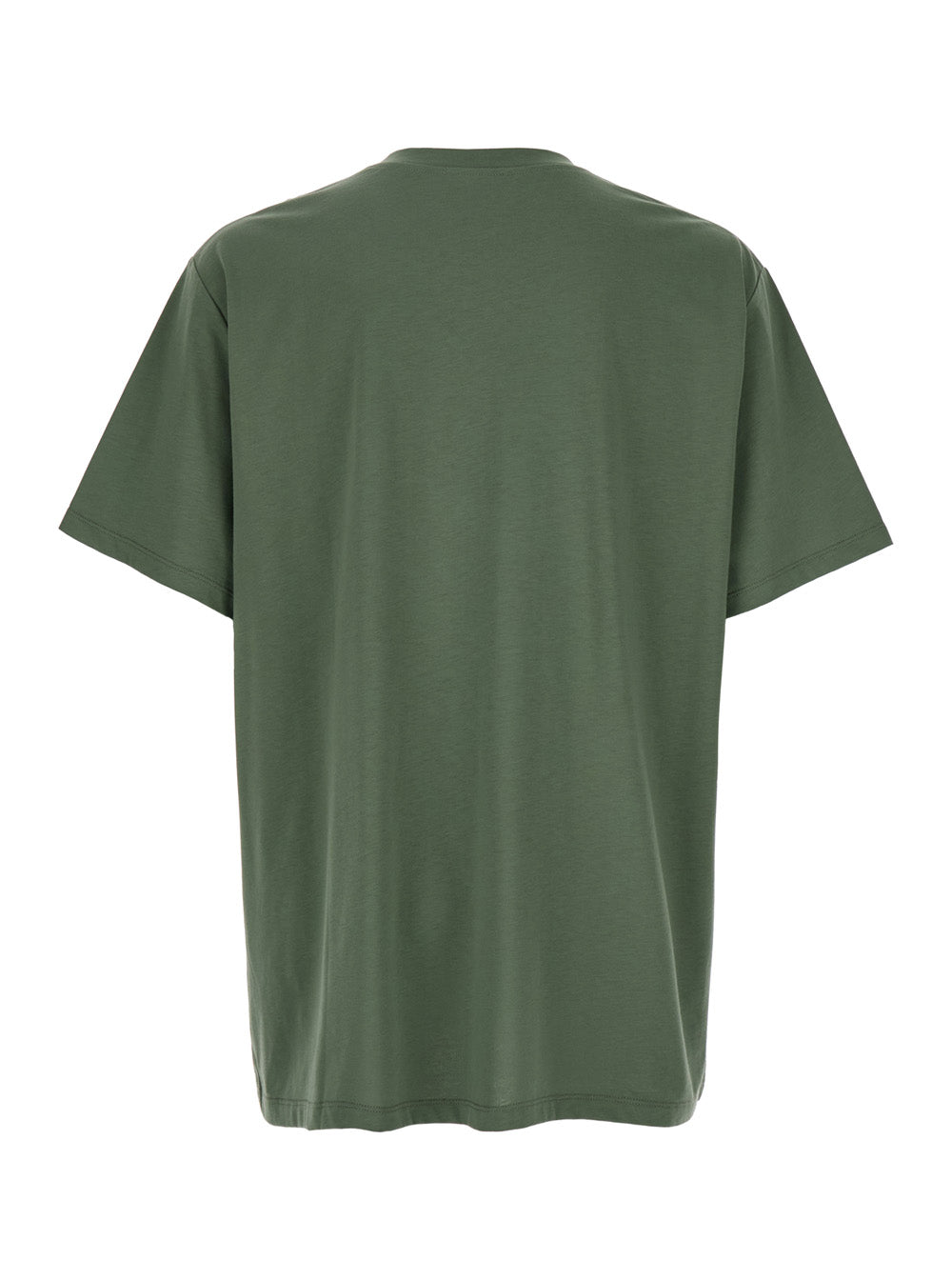 Balmain Men Green Crewneck T-Shirt With Logo Lettering On The Front In Cotton Man