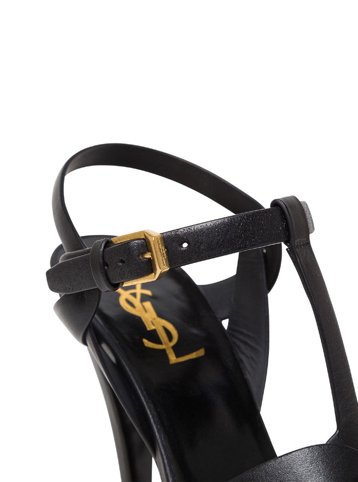 Saint Laurent Women 'Tribute' Black Sandals With Logo In Patent Leather Woman