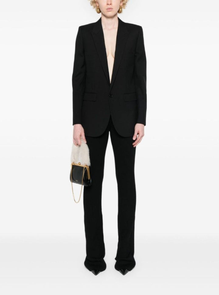 Saint Laurent Women Saint Laurent Woman's Black  Gabardine Single-Breasted Blazer