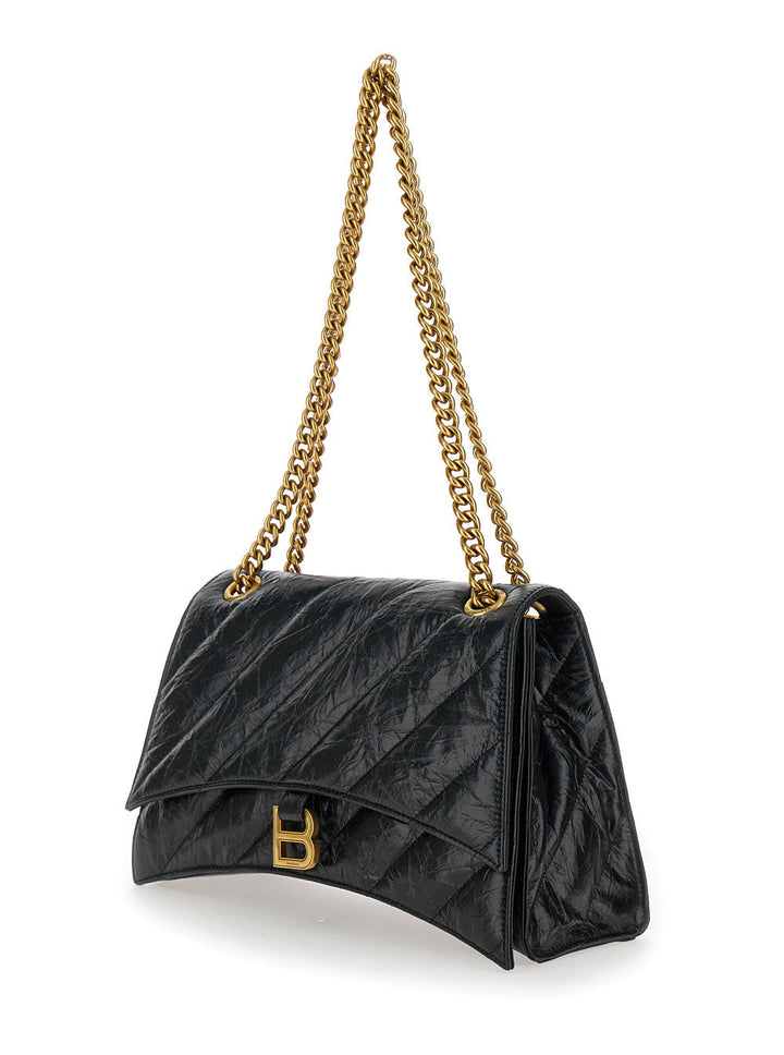 Balenciaga Women 'Crush M' Black Crossbody Bag With B Logo In Crush Quilted Leather Woman