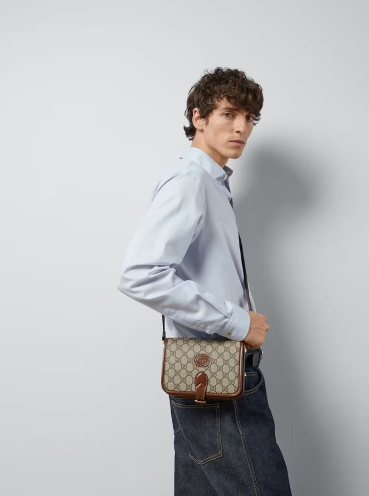Gucci Men Gucci Man's Gg Supreme Fabric Crossbody Bag