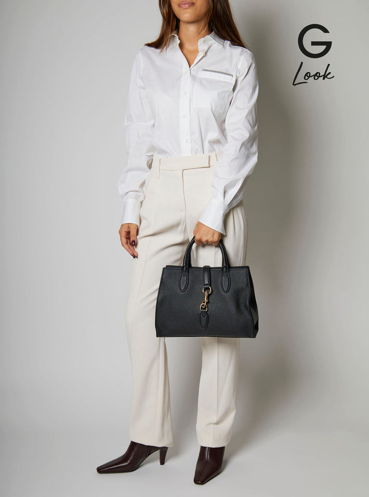 Gucci Women 'Jackie' Black Handbag With Horsebit On The Front And Removable Shoulder Strap In Leather Woman