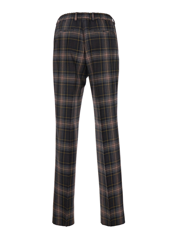 Fendi Men Brown Pants With All-Over Tartan Motif In Wool Man