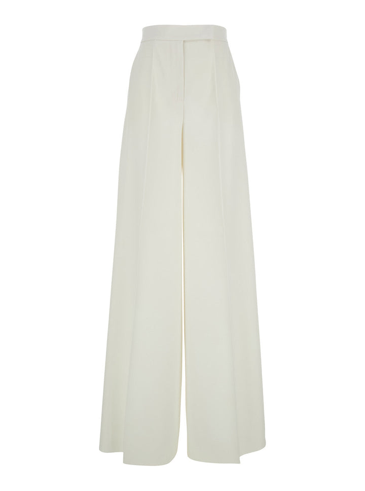 Max Mara Women 'Ninfa' White Wide Leg Pants In Virgin Wool Woman