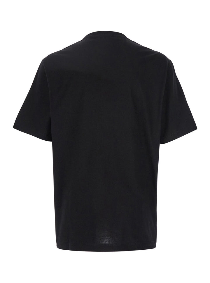 Versace Men Black T-Shirt With Medusa Head Logo Print On The Front In Cotton Man