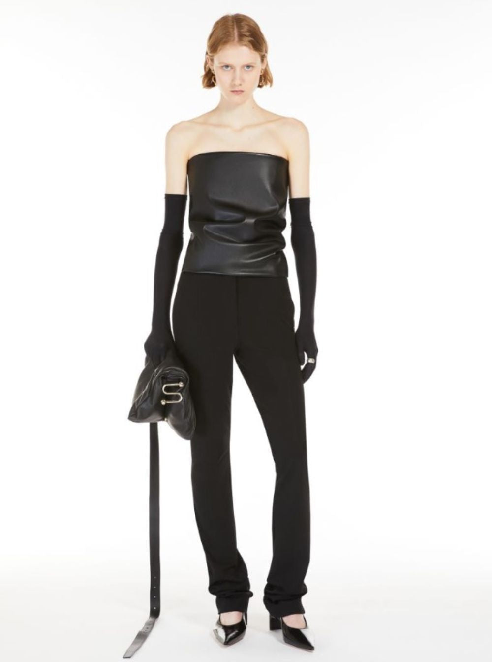 Sportmax Women 'Lindsey' Black Bandeau Top With V-Neck On The Back In Tech Fabric Woman