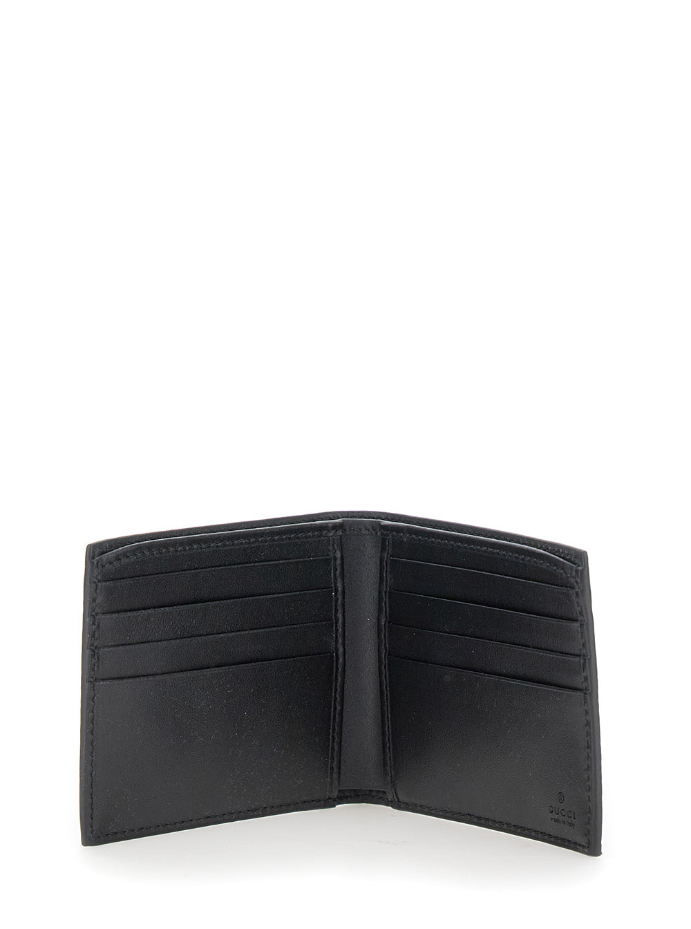 Gucci Men Grey And Black Wallet With Gg Maxi Logo On Front In Hammered Leather Man