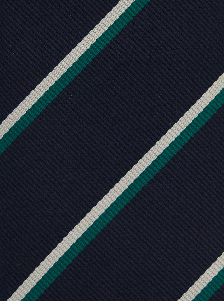 Gucci Men Blue Tie With Diagonal Stripe Pattern And Embroidered Logo Detail In Silk Man