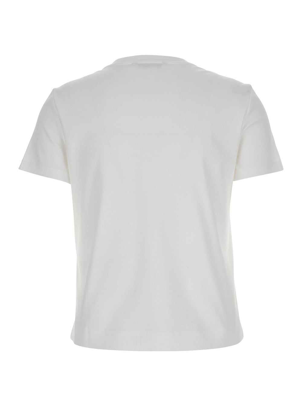 Max Mara Women 'Nerina' White Crewneck T-Shirt With Tonal Logo Lettering On The Front In Cotton Woman