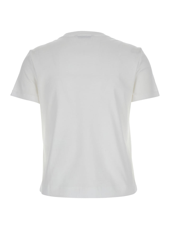 Max Mara Women 'Nerina' White Crewneck T-Shirt With Tonal Logo Lettering On The Front In Cotton Woman