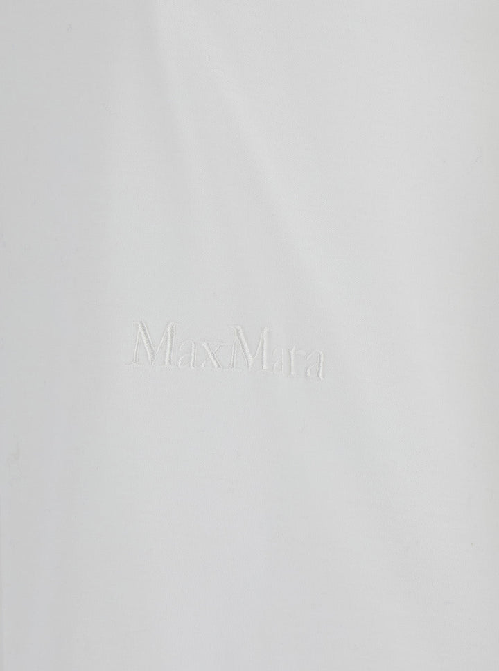 Max Mara Women 'Nerina' White Crewneck T-Shirt With Tonal Logo Lettering On The Front In Cotton Woman