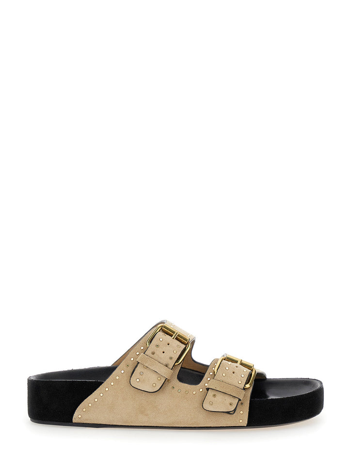Isabel Marant Women 'Lennyo' Beige Slip-On Sandals With Stud Details In Suede Woman