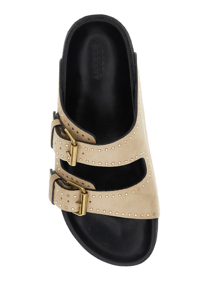 Isabel Marant Women 'Lennyo' Beige Slip-On Sandals With Stud Details In Suede Woman