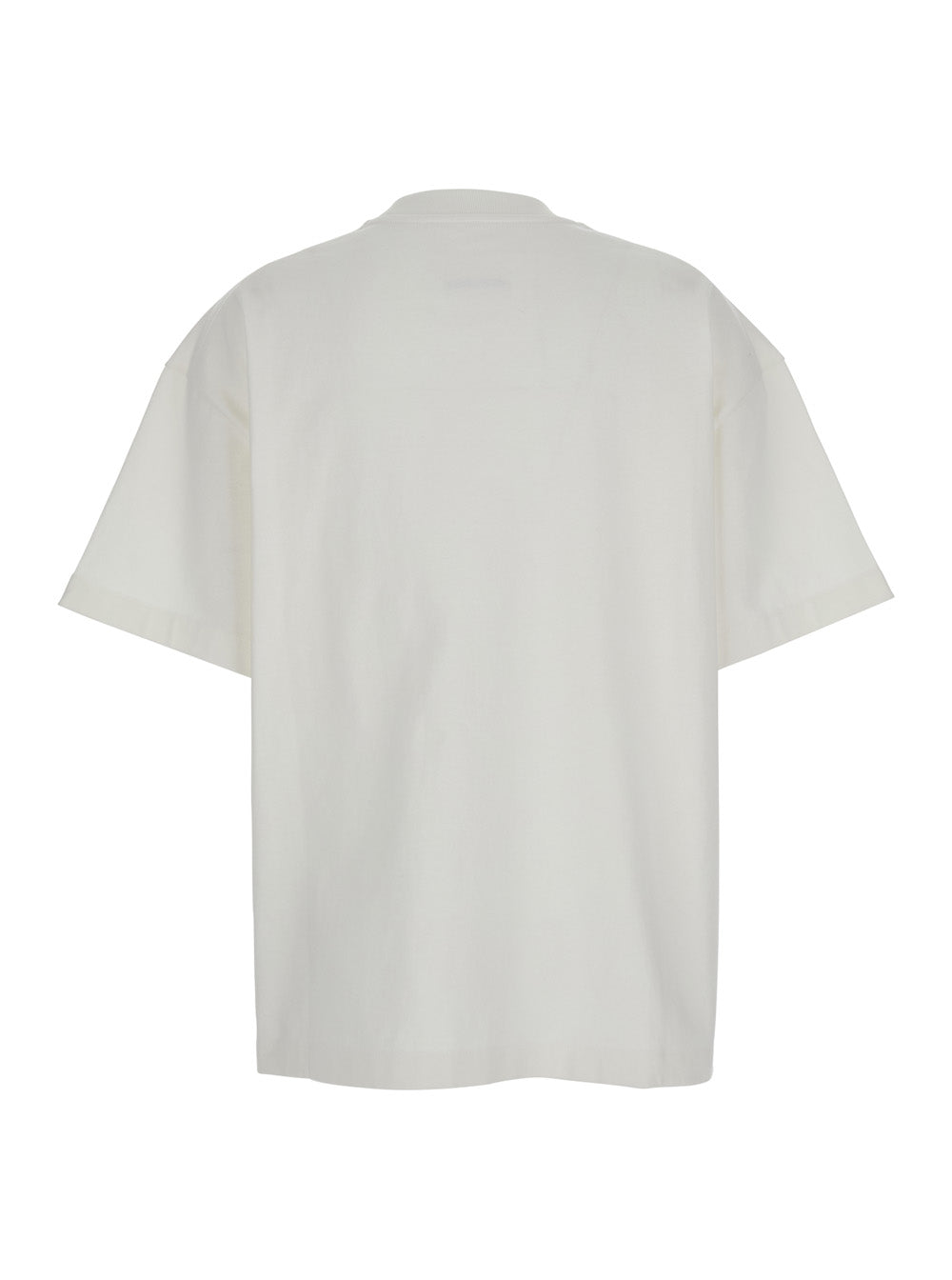 Jil Sander Women White Crewneck T-Shirt With Tonal Logo Print On The Front In Cotton Woman