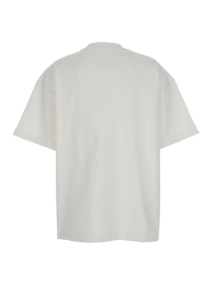 Jil Sander Women White Crewneck T-Shirt With Tonal Logo Print On The Front In Cotton Woman