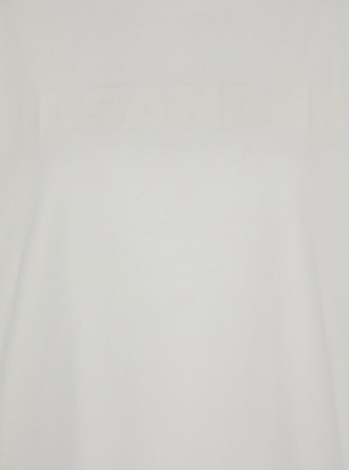 Jil Sander Women White Crewneck T-Shirt With Tonal Logo Print On The Front In Cotton Woman