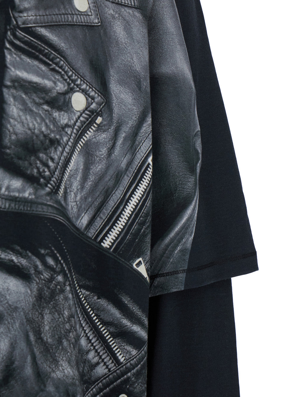 Balmain Men Leather Trompe L'œil Ls T-Shirt