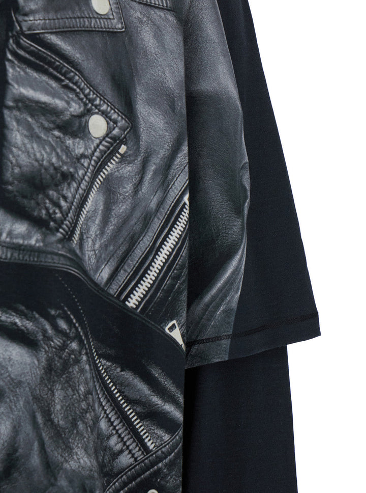Balmain Men Leather Trompe L'œil Ls T-Shirt
