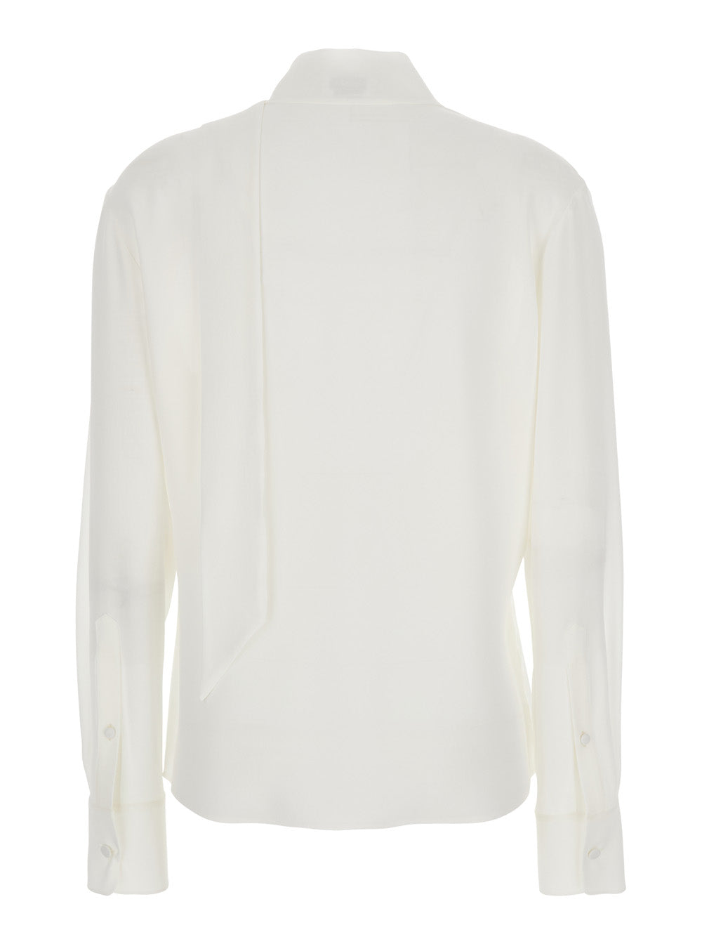Alexander Mcqueen Women White Blouse With Scarf Detail On The Front In Silk Woman