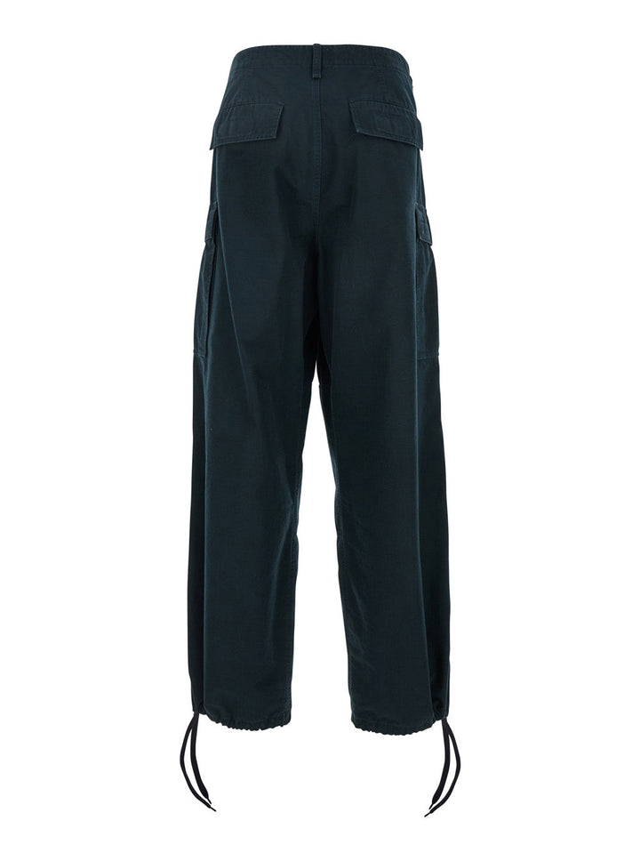Balenciaga Men Blue Pants With Drawstring Waist And Cargo Pockets In Cotton Man