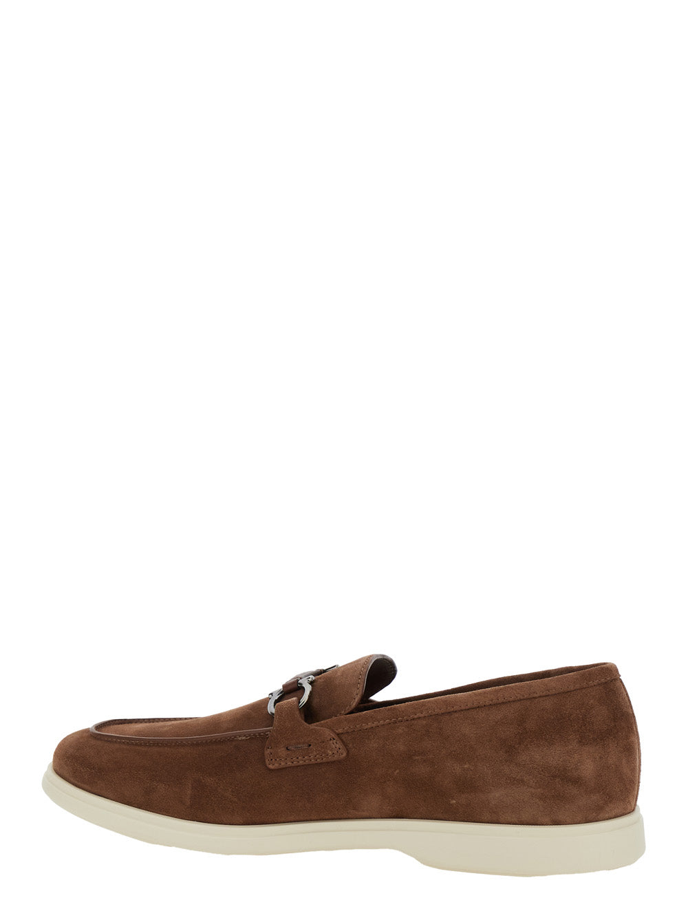 Ferragamo Men 'Cosimo' Brown Loafers With Metallic Hooks On The Front In Suede Man