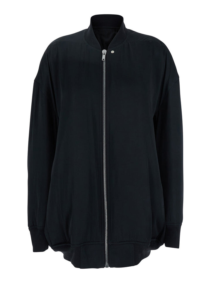 Rick Owens Women 'Jumbo Peter Flight' Black Bomber Jacket In Virgin Wool Woman