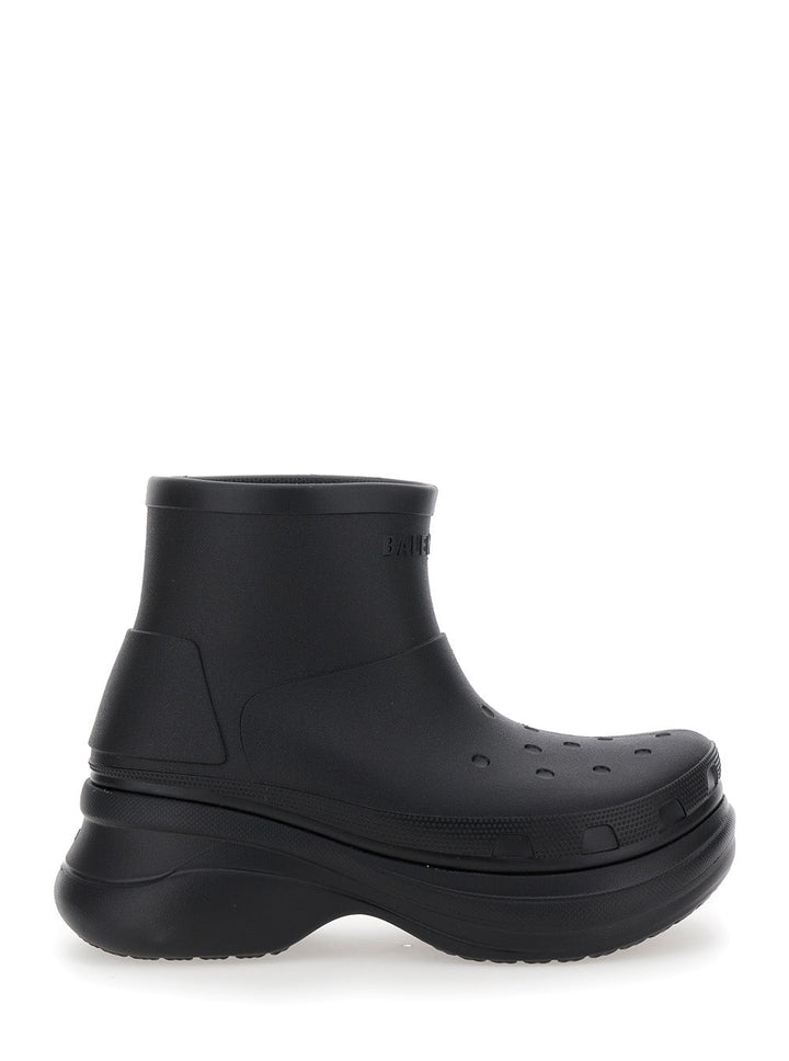 Balenciaga Men 'Crocs' Black Ankle Boots With Embossed Logo On The Front In Tech Fabric Man