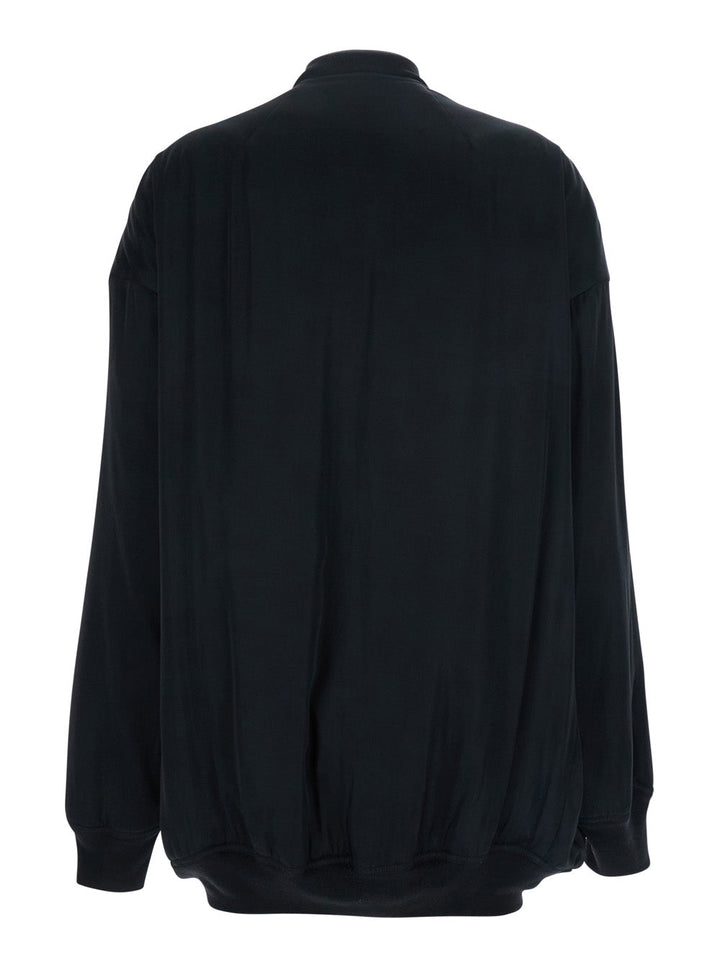 Rick Owens Women 'Jumbo Peter Flight' Black Bomber Jacket In Virgin Wool Woman