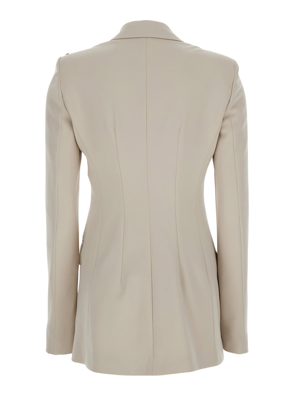 Sportmax Women 'Frizzo' Beige Double-Breasted Jacket With Peak Revers In Tech Fabric Stretch Woman