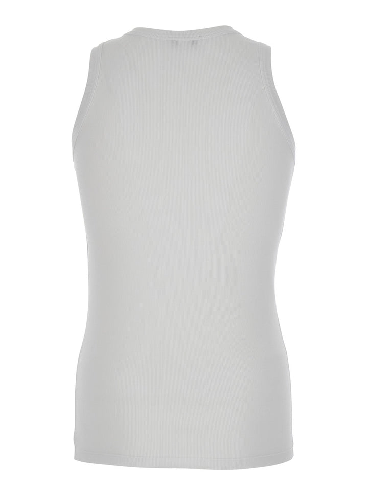 Alexander Mcqueen Men White Top With Upside Down Skull Embroidery On The Front In Cotton Jersey Man