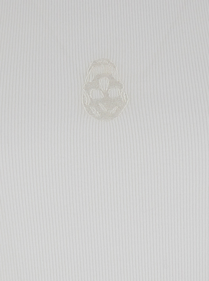 Alexander Mcqueen Men White Top With Upside Down Skull Embroidery On The Front In Cotton Jersey Man