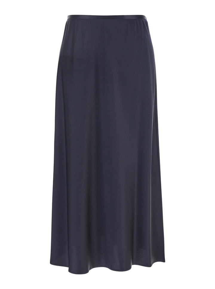 Max Mara Women 'Carnet' Blue Midi Skirt With Elastic Waist In Silk Woman