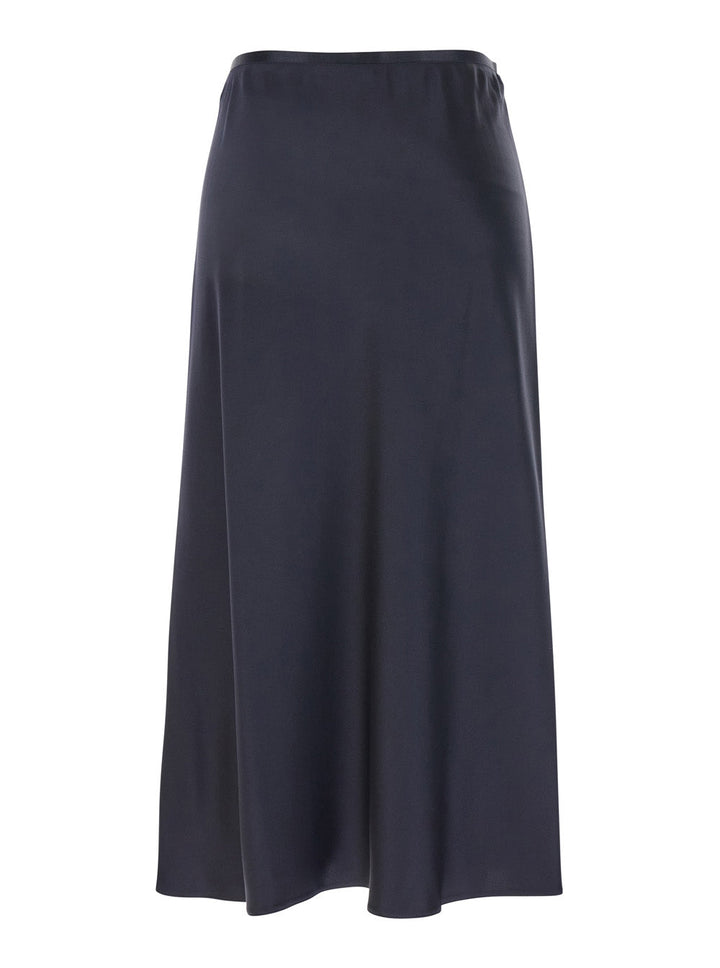 Max Mara Women 'Carnet' Blue Midi Skirt With Elastic Waist In Silk Woman