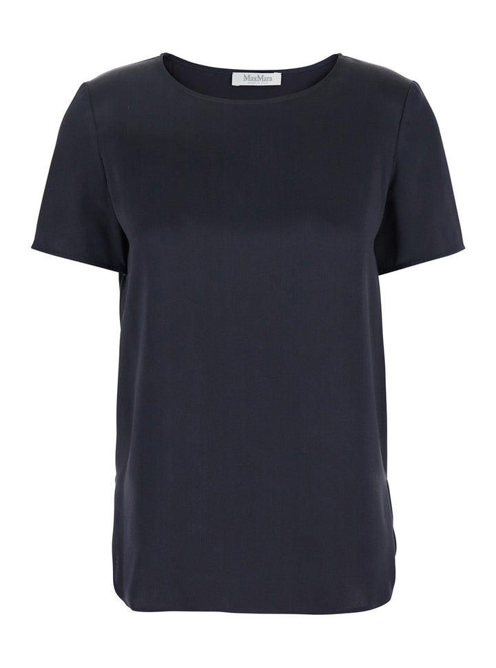 Max Mara Women 'Dida' Blue Crewneck T-Shirt In Silk Woman