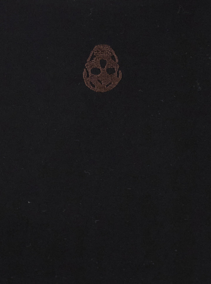 Alexander Mcqueen Women Black Crewneck T-Shirt With Skull Embroidery On The Front In Cotton Woman