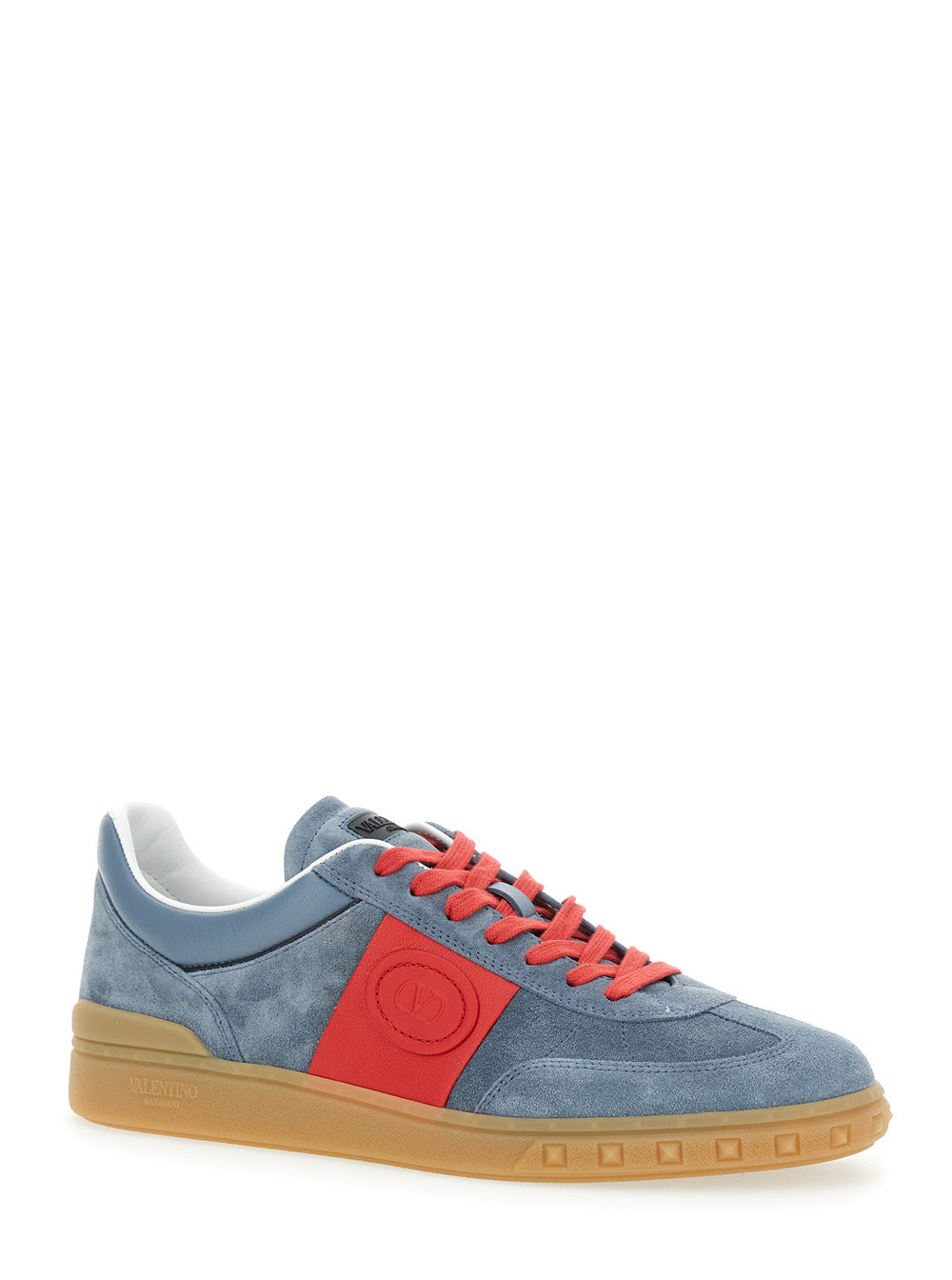 Valentino Garavani Men 'Upvillage' Grey Low Top Sneakers With Screen Printed Logo In Leather Man