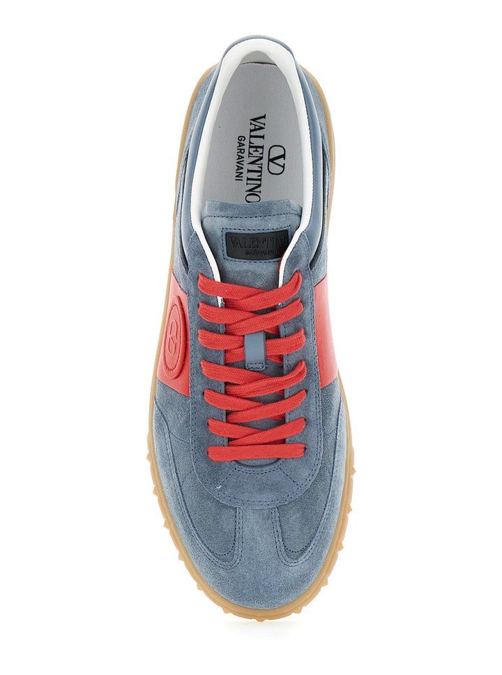 Valentino Garavani Men 'Upvillage' Grey Low Top Sneakers With Screen Printed Logo In Leather Man