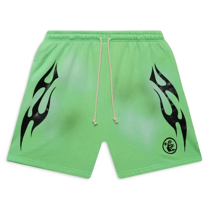 Hellstar Studios Flame Shorts Neon Green