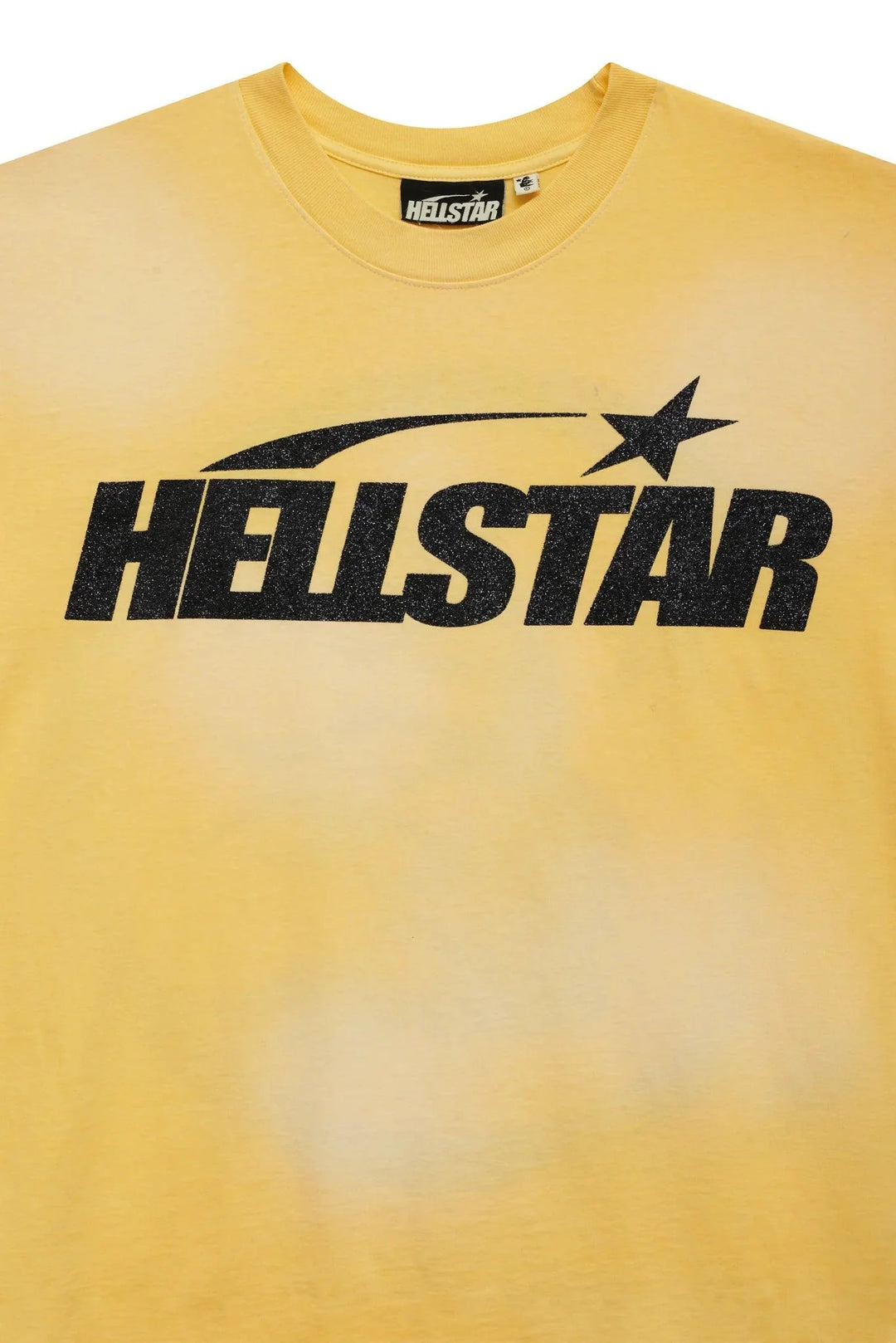 Hellstar Classic Black Glitter Logo T-Shirt Yellow