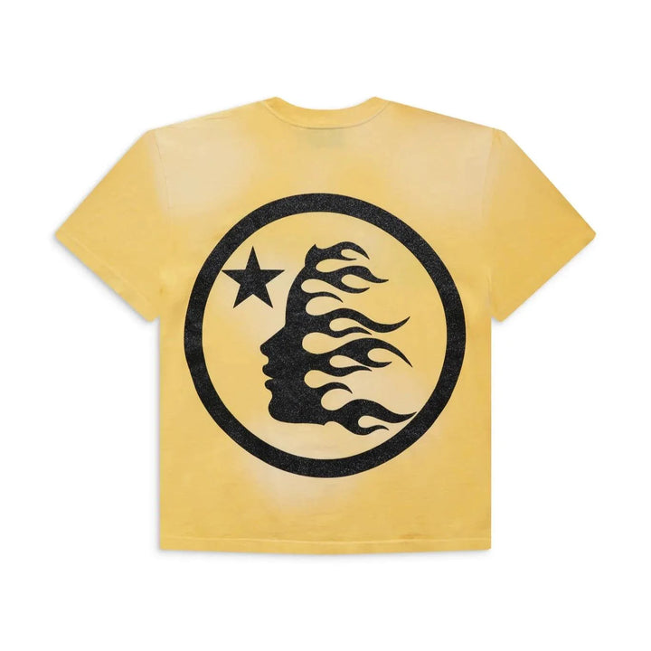 Hellstar Classic Black Glitter Logo T-Shirt Yellow